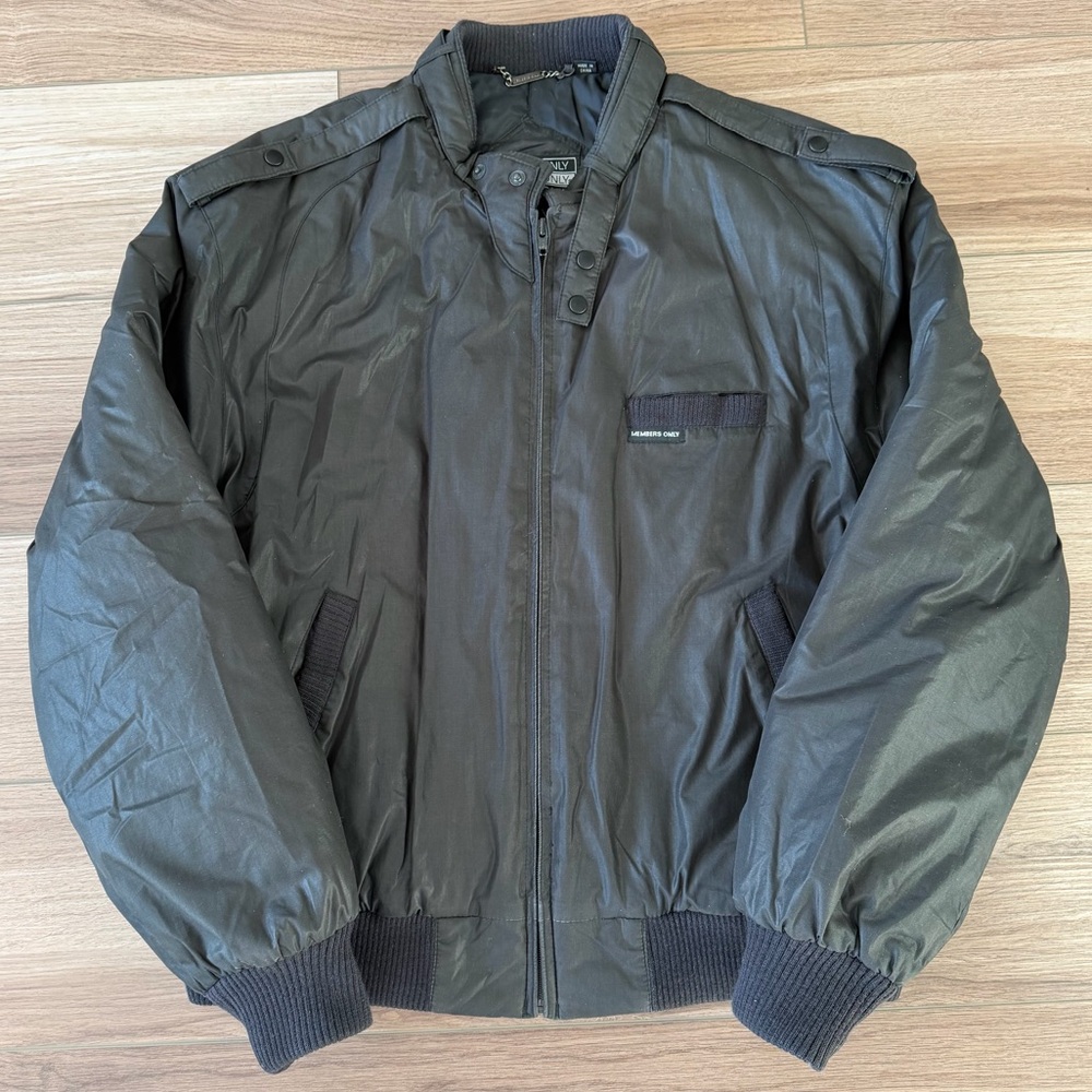 Members Only Vintage 80s Black Puffy Bomber Jacket